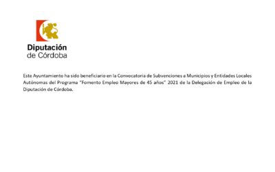 PROGRAMA » FOMENTO EMPLEO MAYORES DE 45 AÑOS» 2021